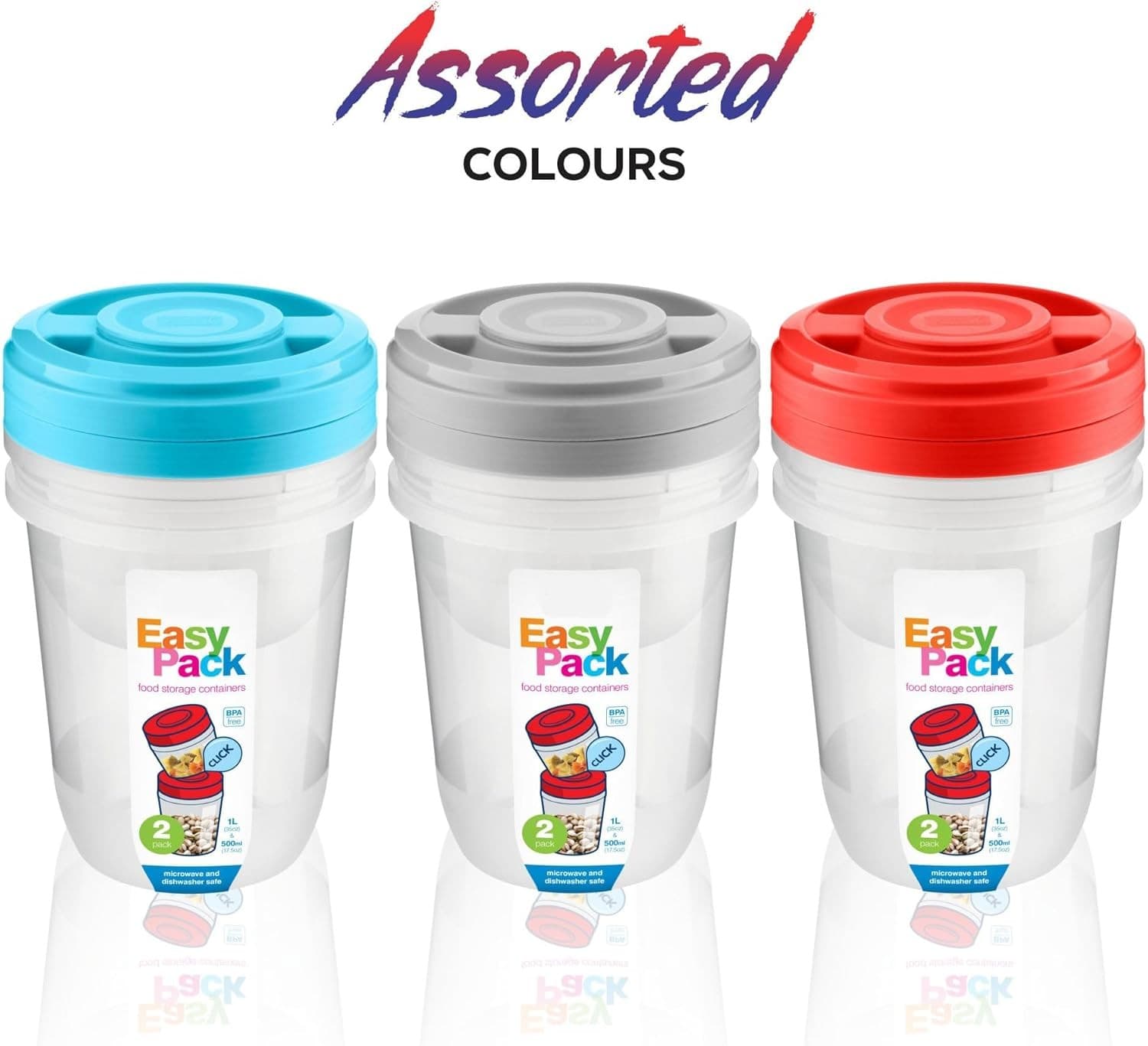 Plastic Storage Box With Lid Food Jars With Round Screw Top Lids Easy Pack Cont view 2