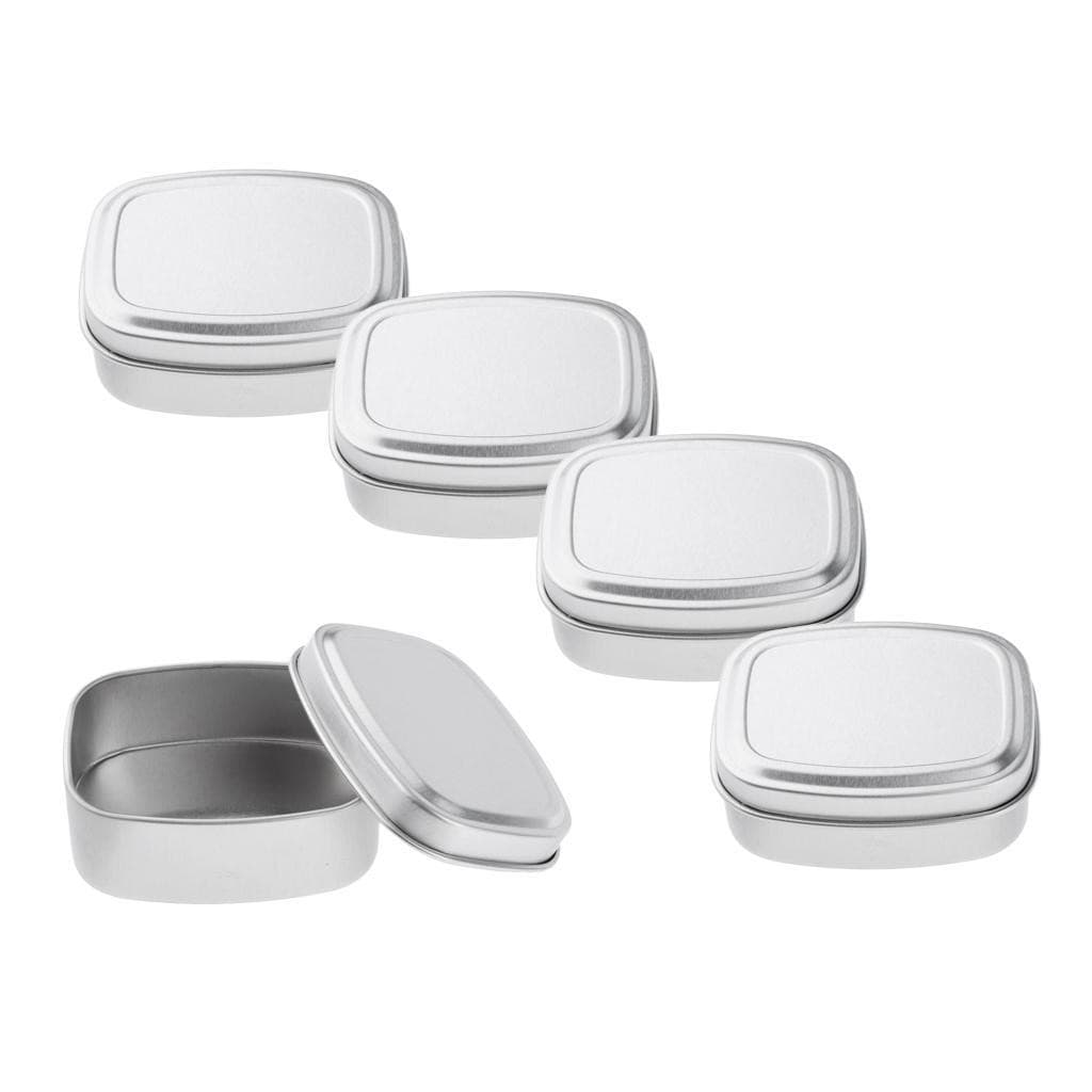 5pcs Square Aluminium Tin Pots Cream Herbs Jars Container Cases