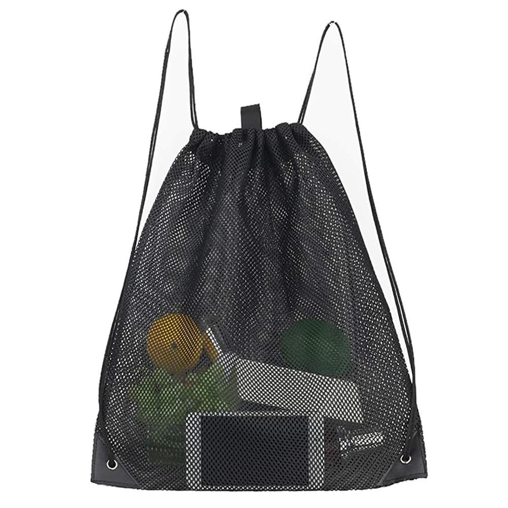 Shopping Shopping Mesh Bag Portable Drawstring Storage Backpack Heavy-Duty SG
