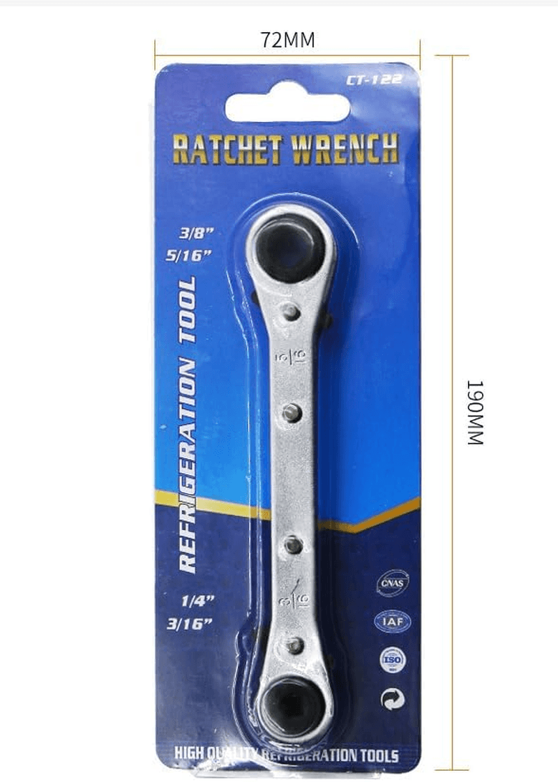 HVAC Service Wrench Tools Quad Ratchet Spanner with 4 Sizes 3/8 1/4 5/16 3/16 B view 2