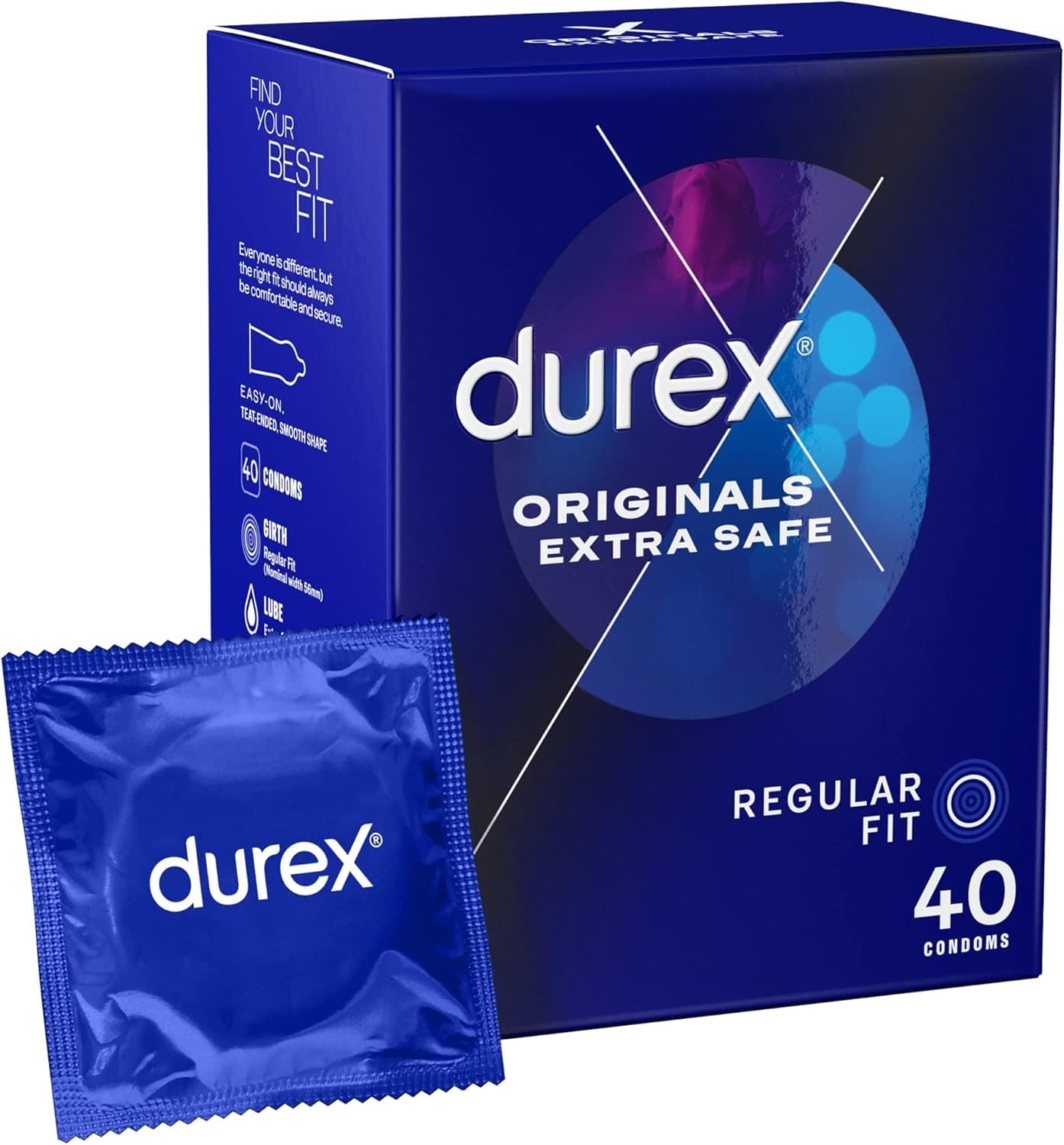 Durex Originals Extra Safe Condoms Regular Fit Silicone Lubricated Intimate Feel