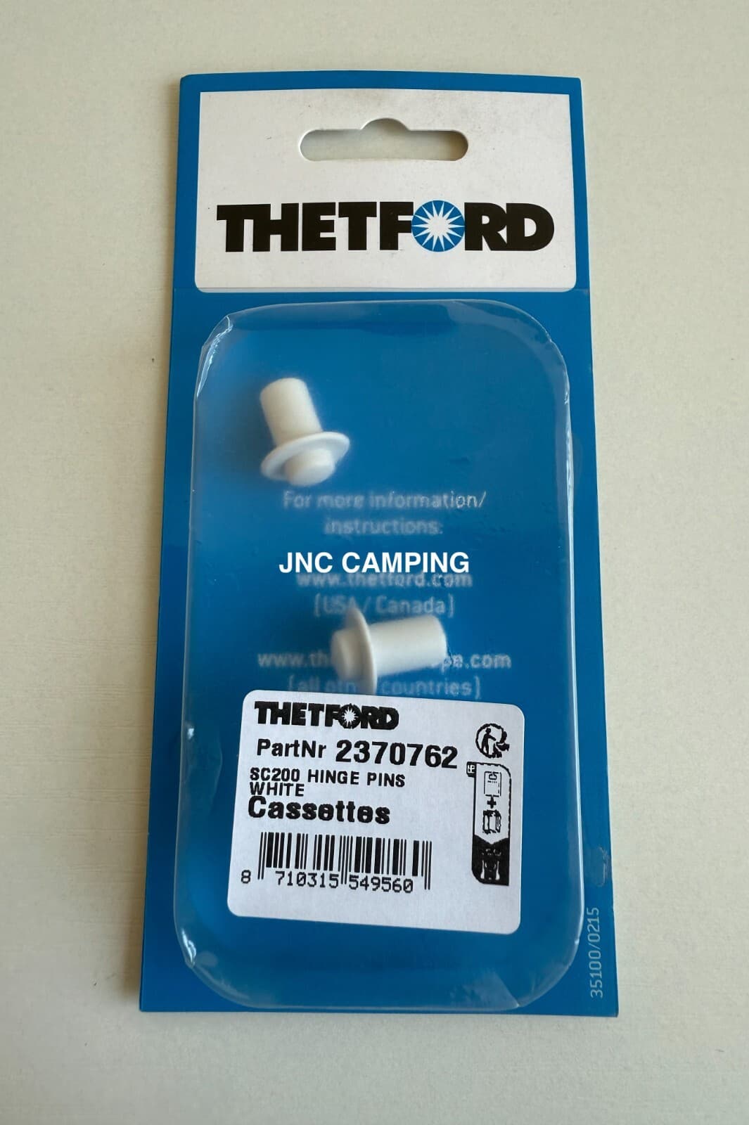 2 x Thetford Cassette Toilet Seat Hinge Pins White C200 Caravan Motorhome Boat