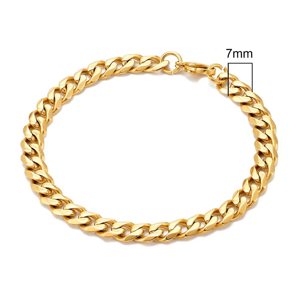 Stainless Steel Cuban Link Bracelet Silver Curb Chain Men Women Biker Gift