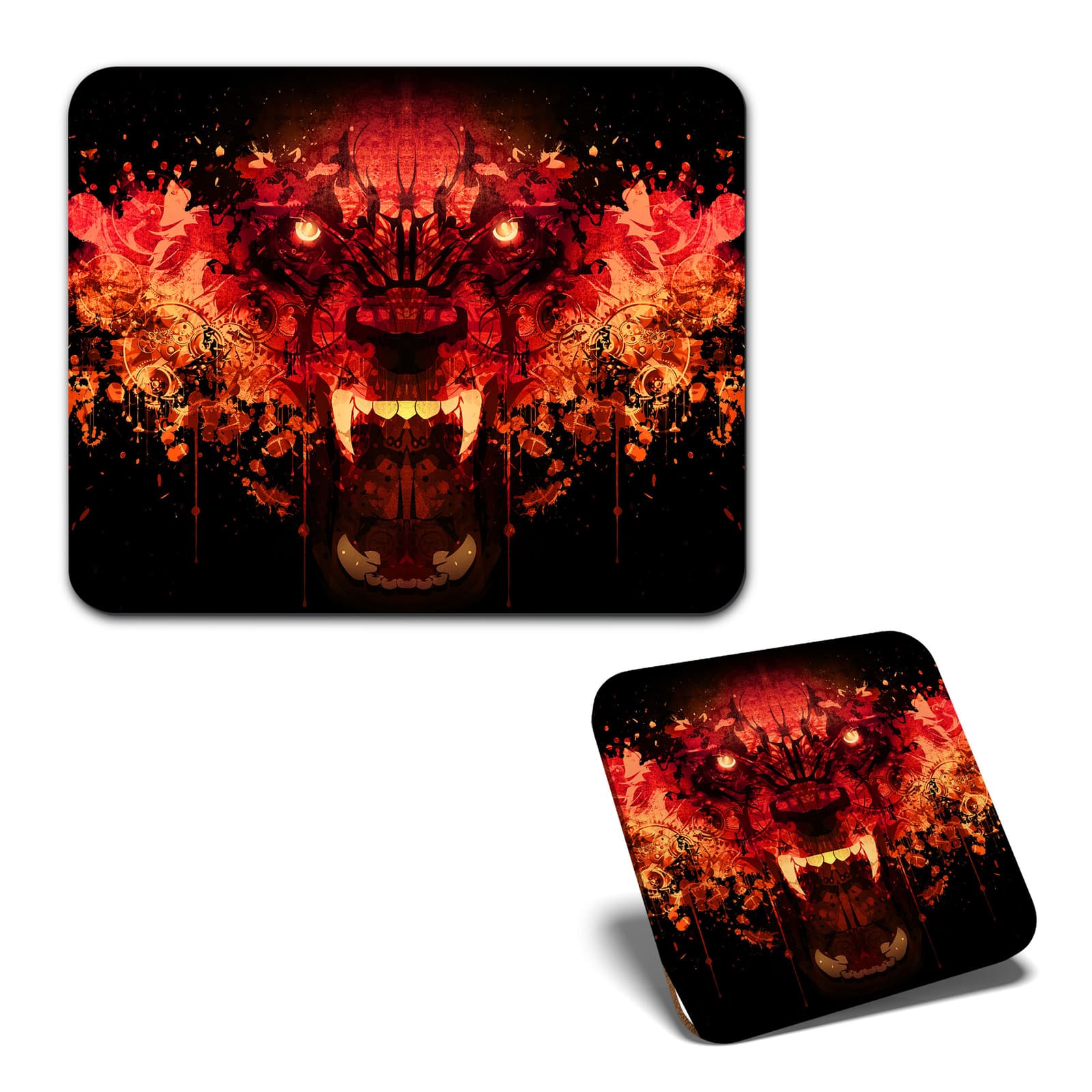 1 Mouse Mat and 1 Square Coaster Scary Werewolf Animal Halloween Horror #51986