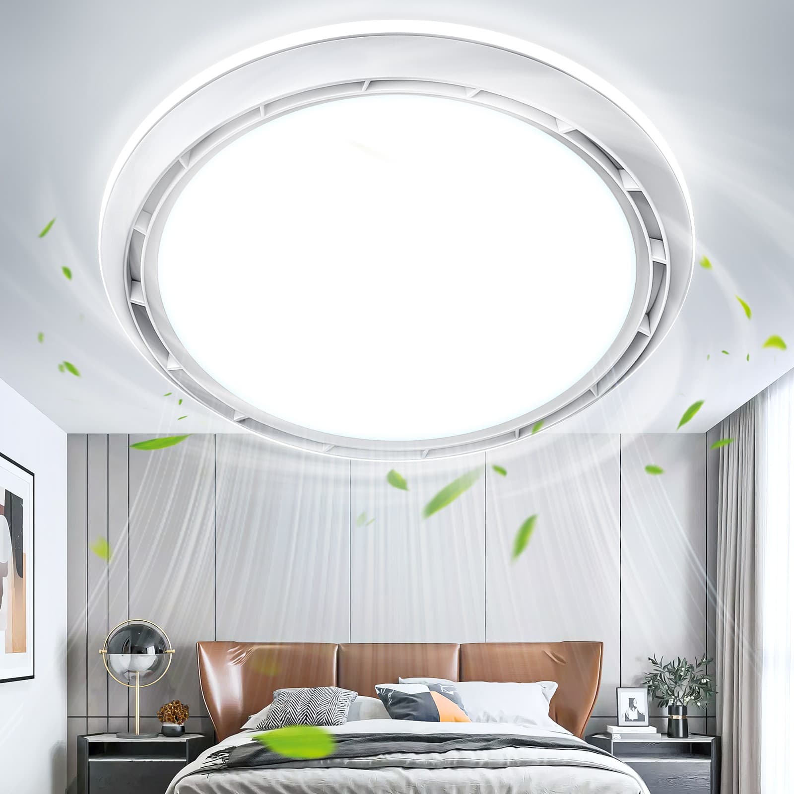 LED Ceiling Fan Light Dimmable Bladeless 100W Quiet Forward Reverse with Remote