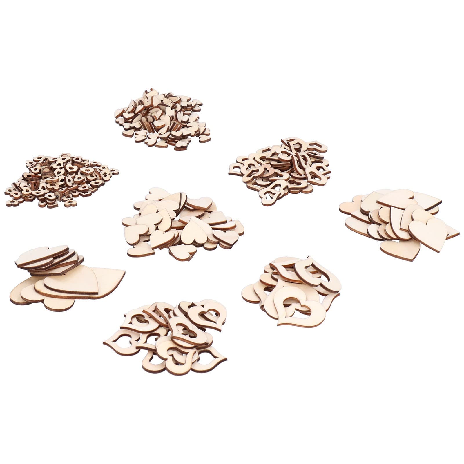 400pcs Wooden Heart Chips Romantic Wedding Crafts Decor For Parties