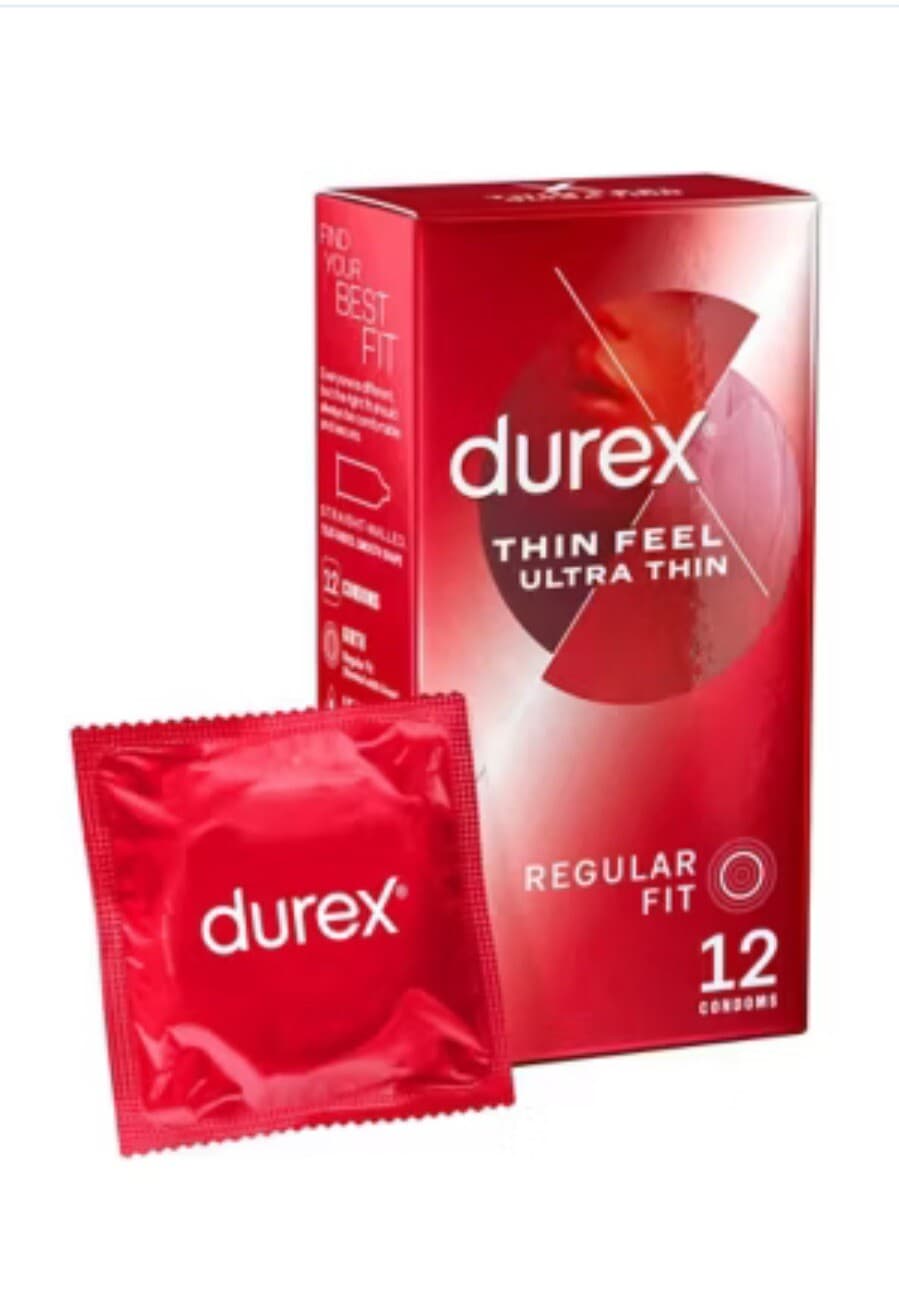 Durex Thin Feel Ultra Thin Regular Fit| Latex Condoms Pk Of  12 Long Expiry Date
