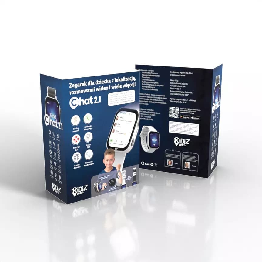 5906800867193 Smartwatch dla dziecka KiDiZ Chat czarny KidiZ