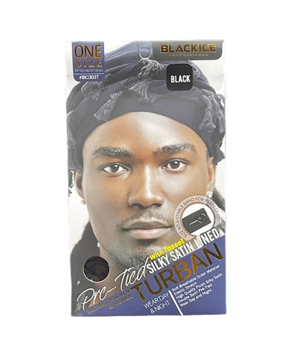 Bee Sales Blackice Professional Pre Tied Silky Satin Lined Turban