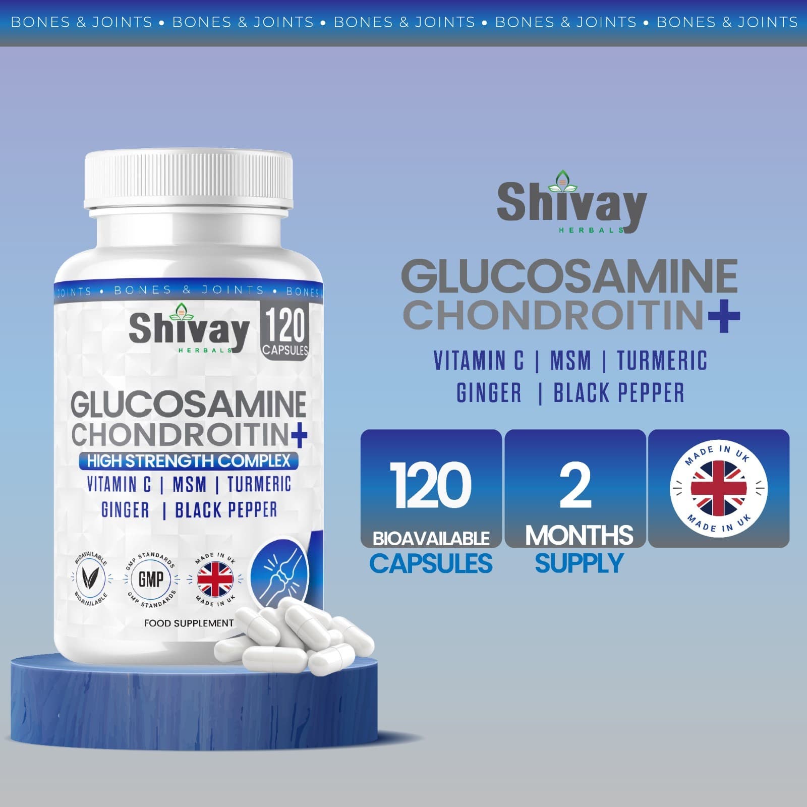 Buy 1 Get 1 Free - Glucosamine Chondroitin Complex with Vitamin C MSM 120 Caps view 2