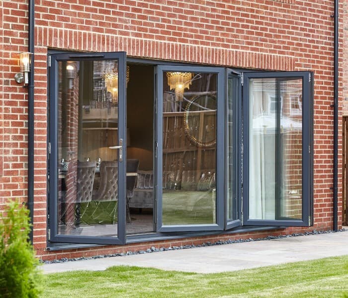 Grey 5 pane Bi Folding Doors 4800 X 2100