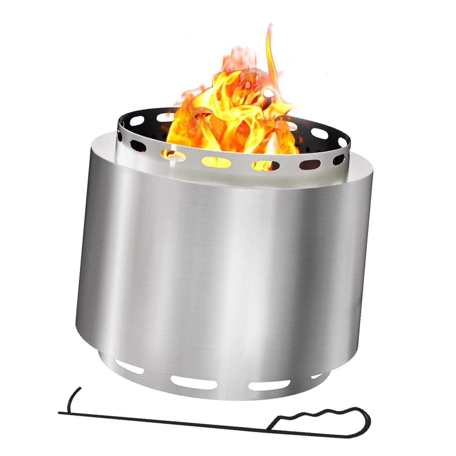 Smokeless Fire Pit| 48.5cm Portable Wood Burning Firepit with Poker for