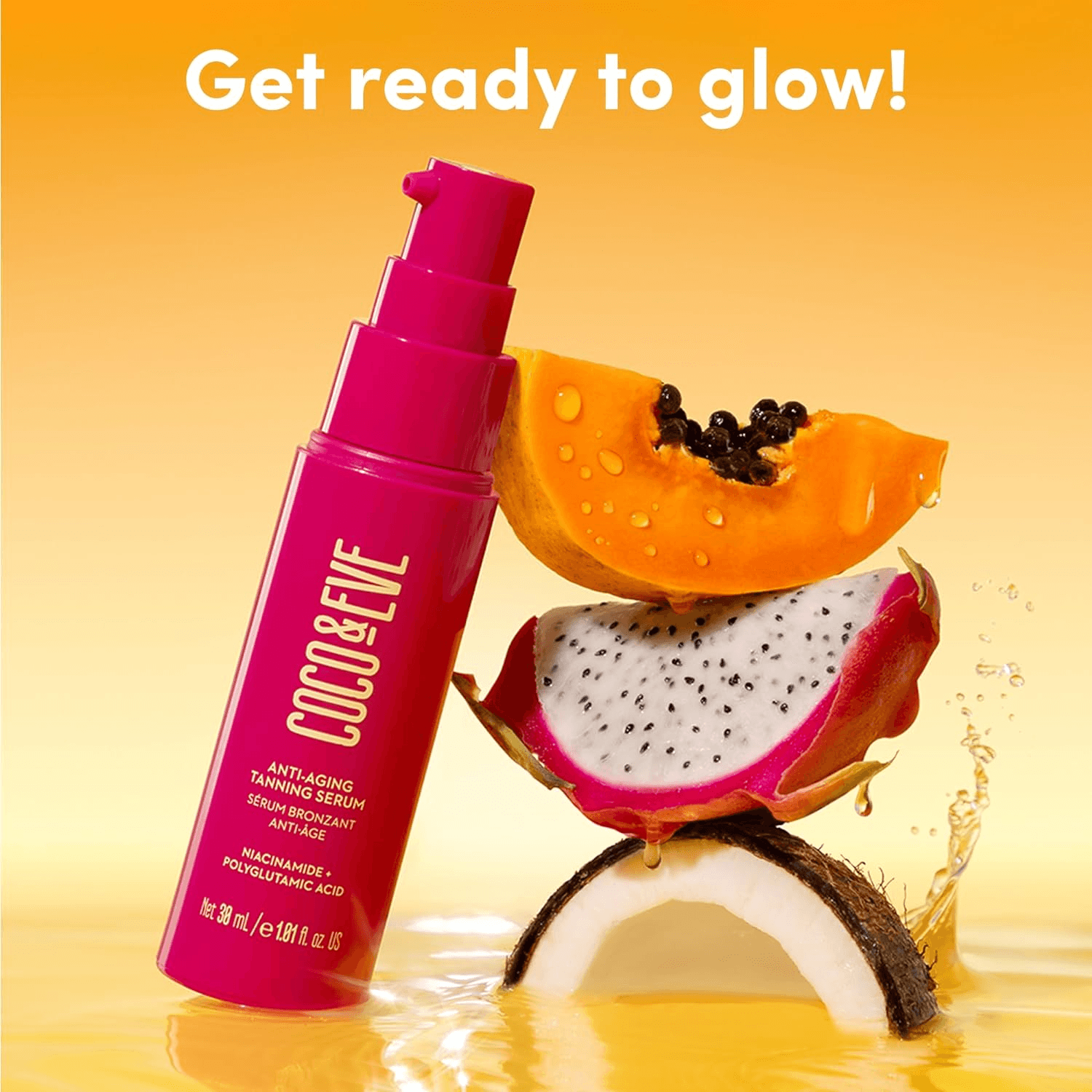 Coco and Eve Anti-Aging Tanning Serum - Face Tanner with Skincare Actives for Grad view 2