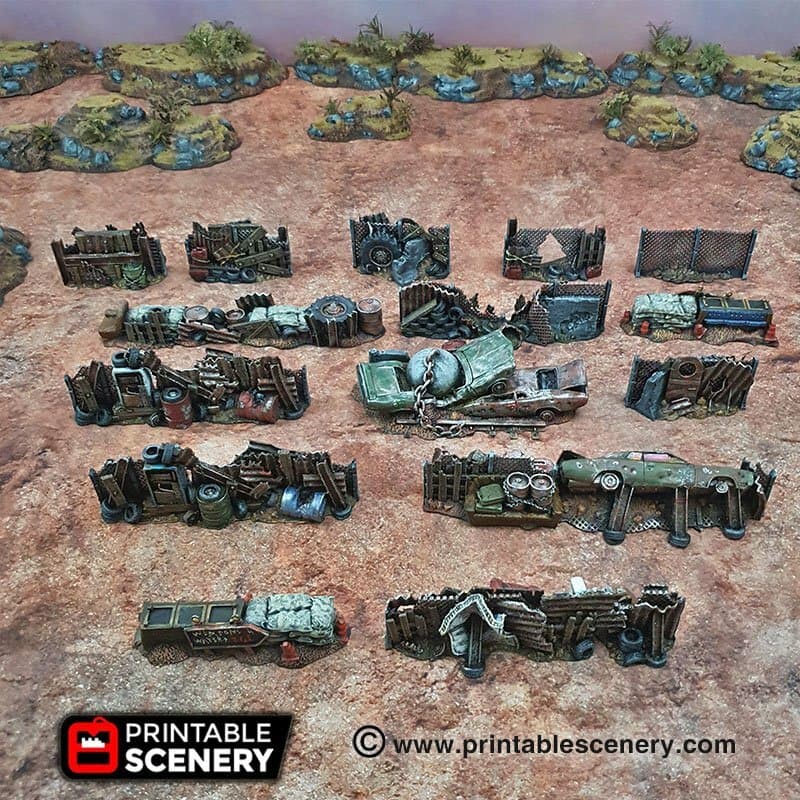 Tabletop Gaming Scatter Terrain Gaslands Fallout - Junkfort Barricades and Fences