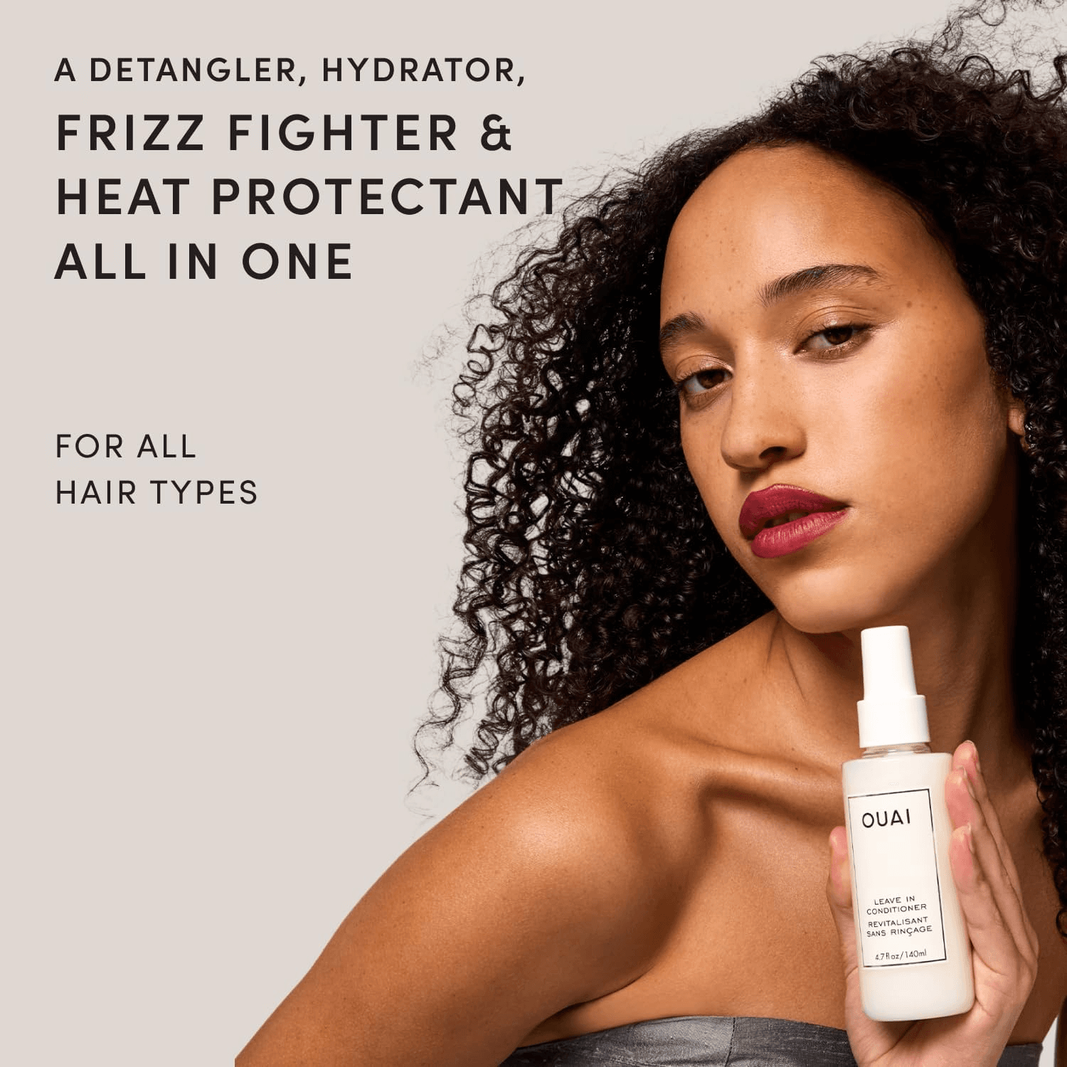 OUAI Leave in Conditioner and Heat Protectant Spray - Prime Hair for Style| Smooth view 2