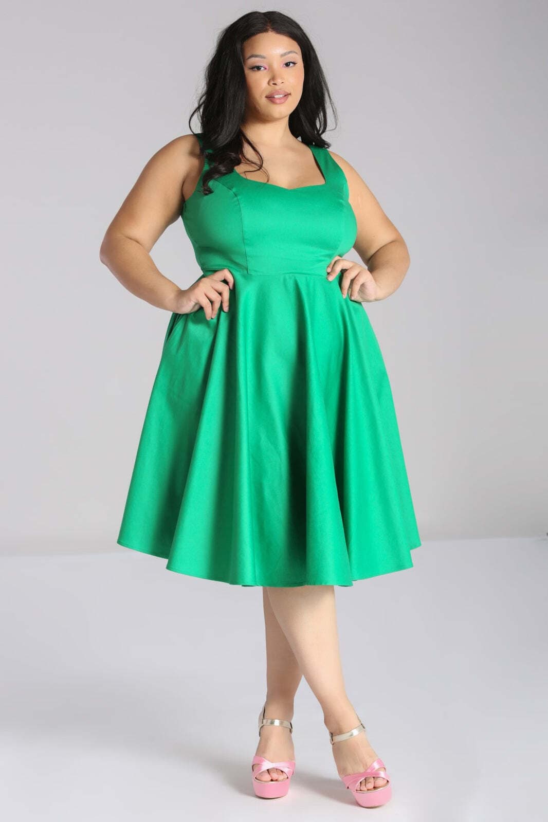 Heidi Dress - Green Hell Bunny XL-6XL 16-26 vintage repro retro 50s swing pinup