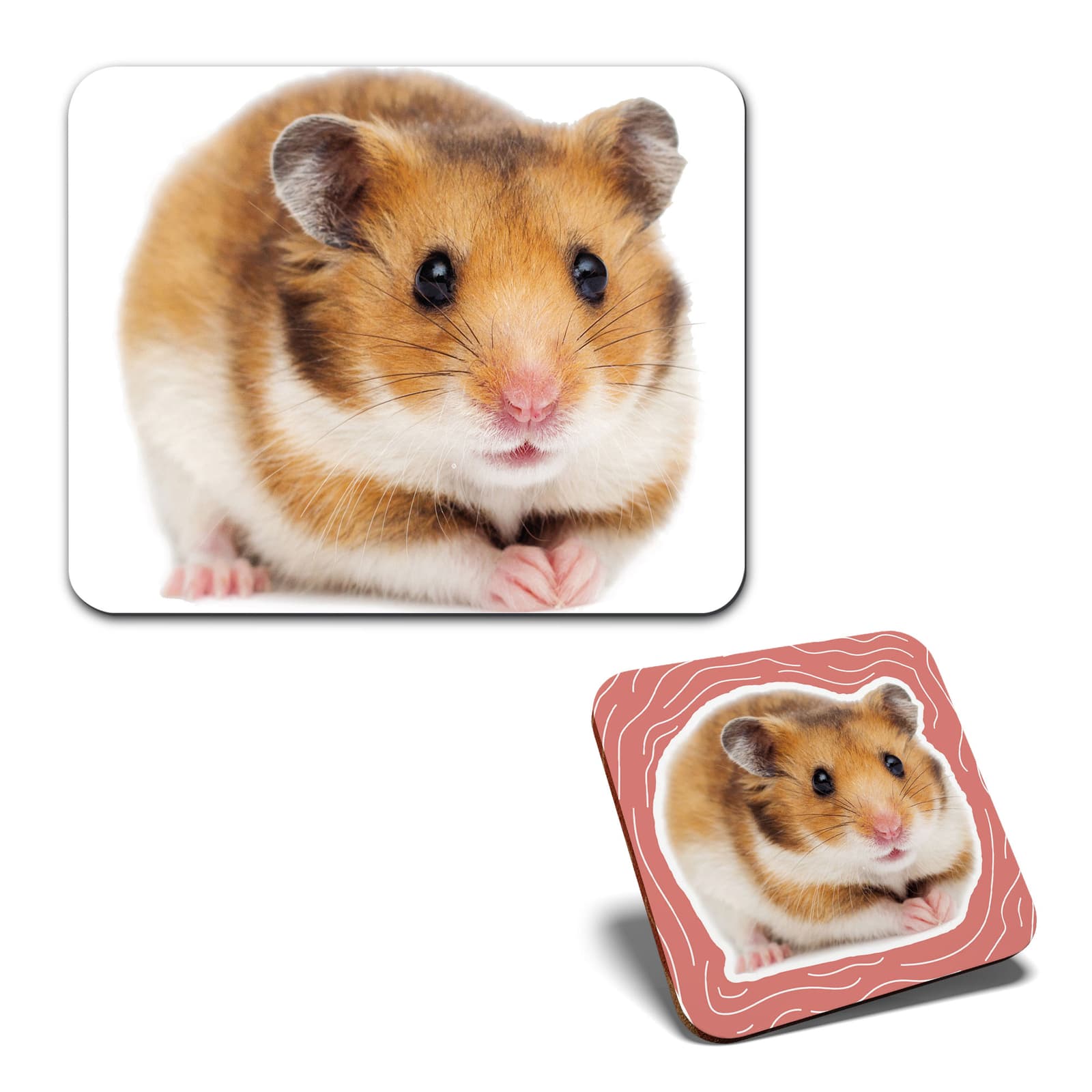 1 Mouse Mat and 1 Square Coaster Funny Syrian Hamster Animal #59739