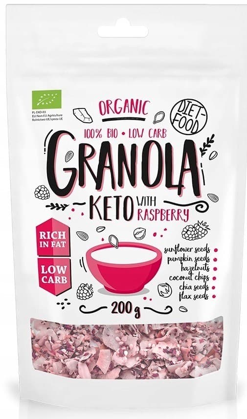 5906660508120 Keto granola z malinami BIO 200 g Diet Food