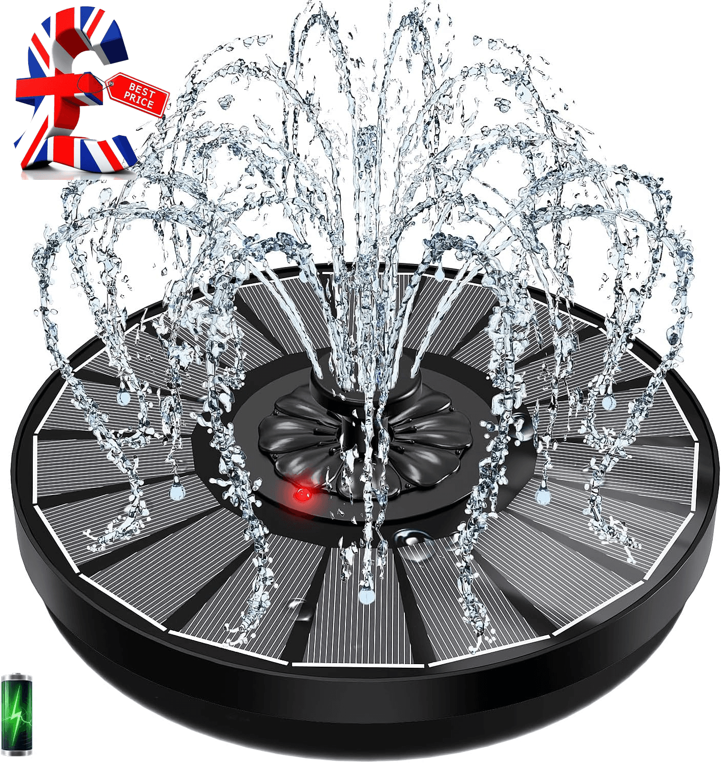 Solar Fountain with LED Indicator|  2000Mah 3.5W Bird Bath Fountains Work on Clo
