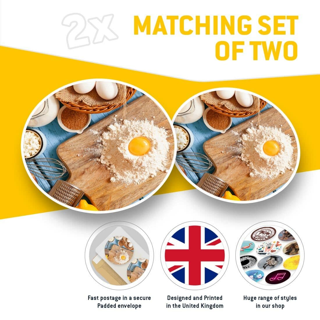 2 x Vinyl Stickers 20cm  - Baking Cake Recipe Flour Egg  #44209 view 2