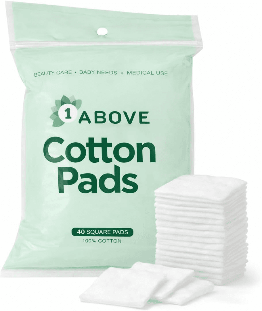 Pack of 40 Square Cotton Wool Pads — 100% Pure Cotton | Soft Facial Pads for Dai