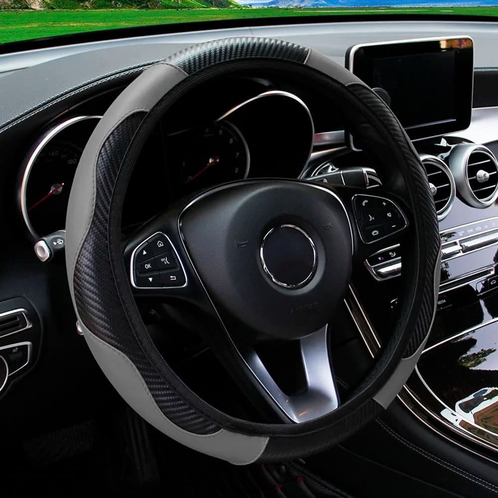 PU carbon fiber leather no inner ring car steering wheel cover is suitable for 1
