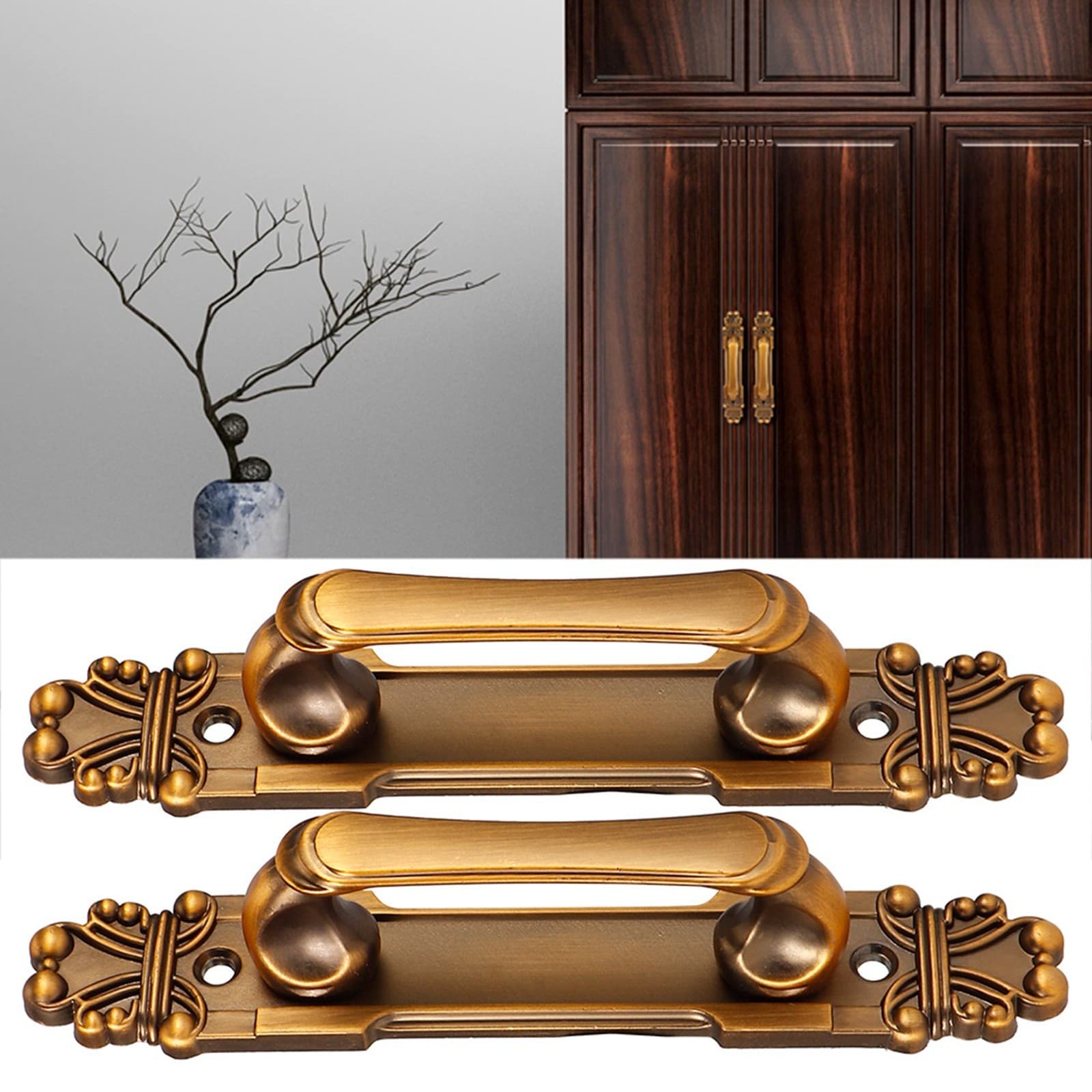 2Pcs Set European Style Antique Zinc Alloy Door Handle For Cabinet Hardware