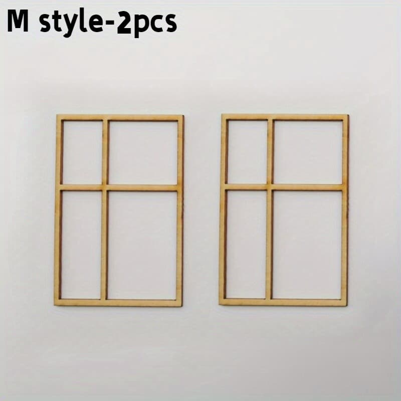 2pcs DIY Wood Window Model Mini Unfinished Window Frame Farmhouse Decor