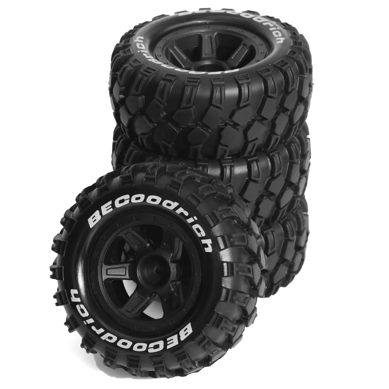 4Pcs 90Mm 1.9\" Plastic Wheel Rim Rubber Tire Set for 1/10 RC Crawler Car Axial S