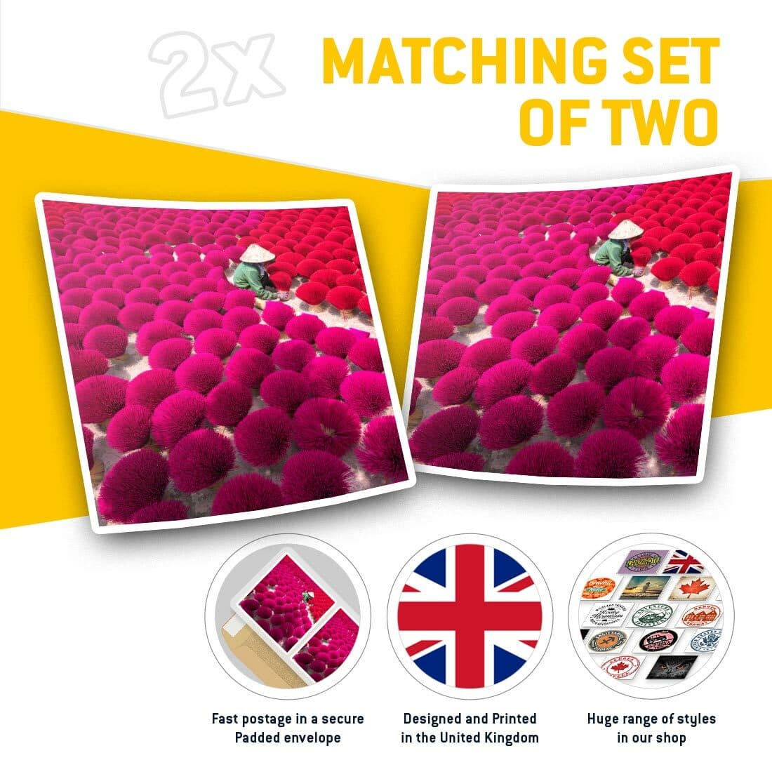 2 x Square Stickers 10 cm - Incense Sticks Vietnam Travel Tourism  #45396 view 2