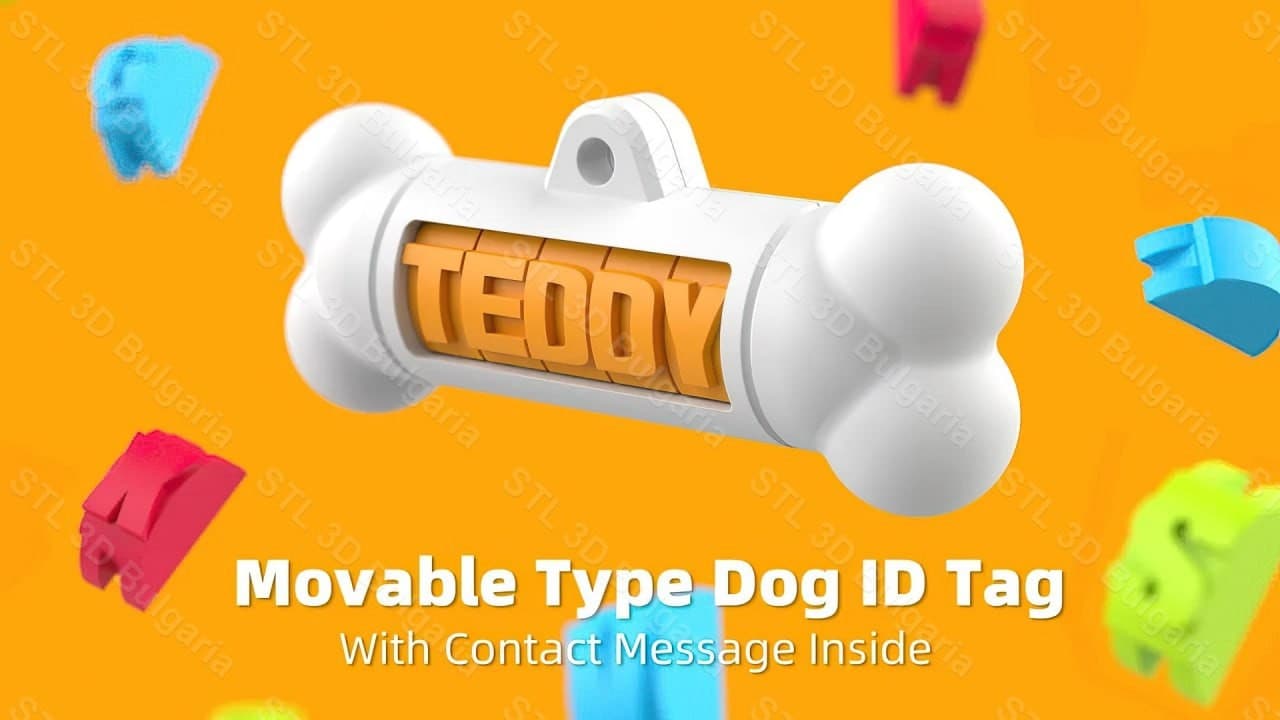 Movable Type Dog ID Tag
