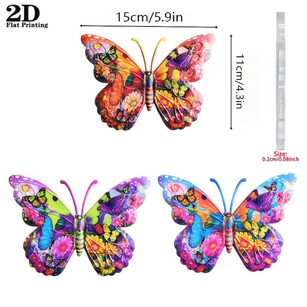 Iron Butterfly Wall Decor Colorful 2D Flat Wall Art  Outdoor Fence