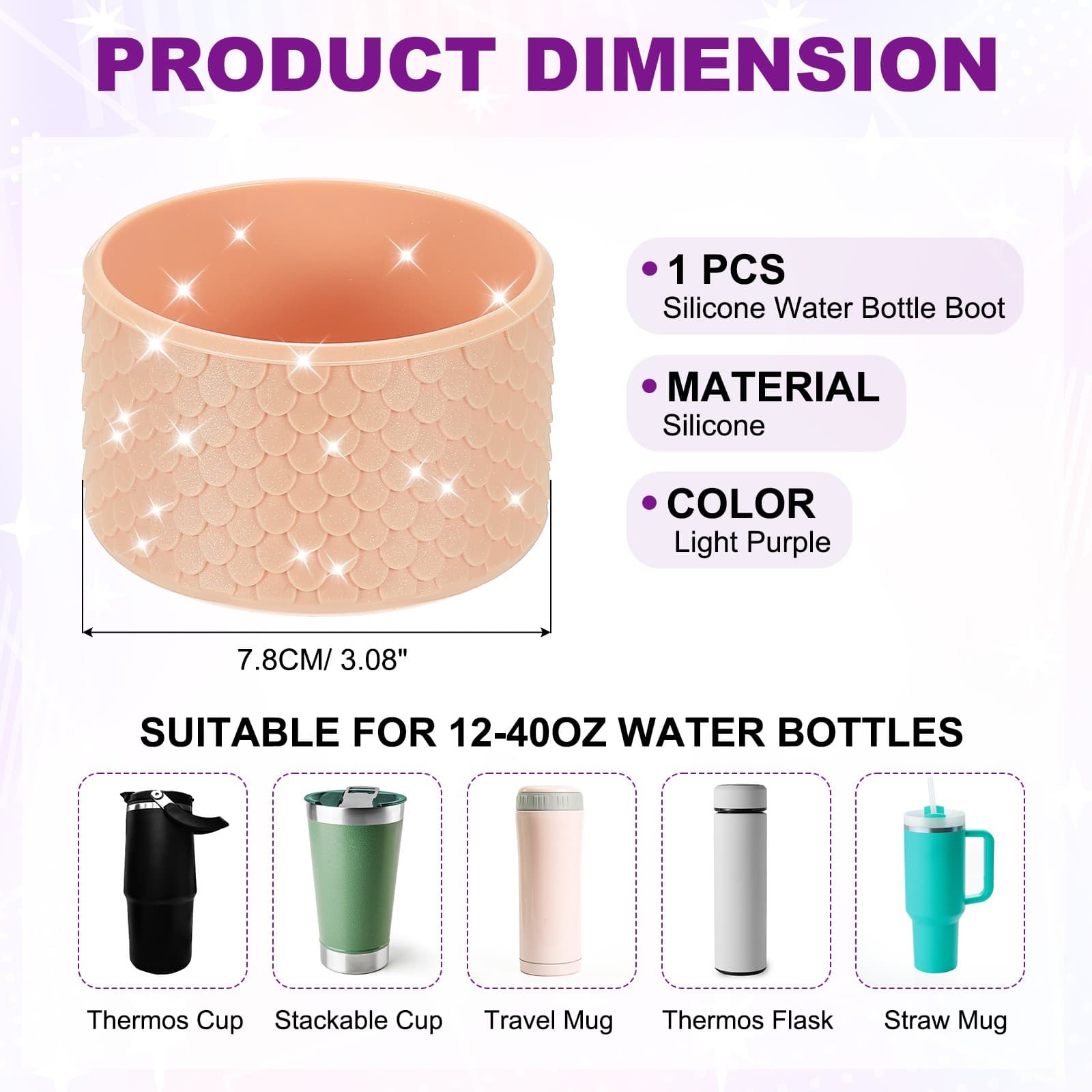 Silicone Water Bottle Boot| Water Bottom Protective Sleeve| Pink view 2