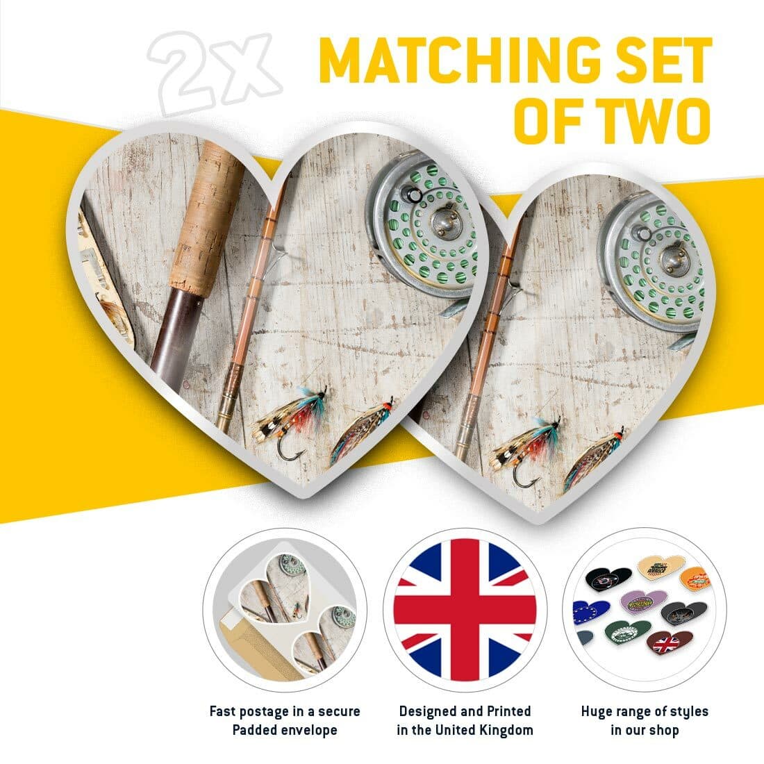 2 x Heart Stickers 10 cm - Fishing Tackle Trip Adventure #15688 view 2