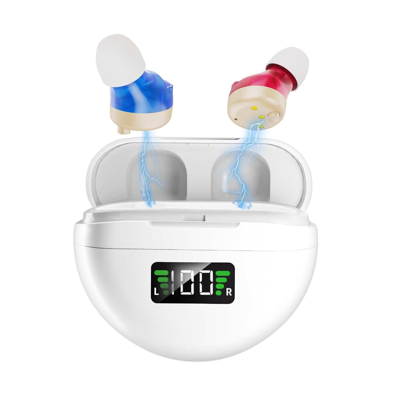 A Pair Rechargeable Digital Invisible Hearing Aids Amplifer Sound Voice