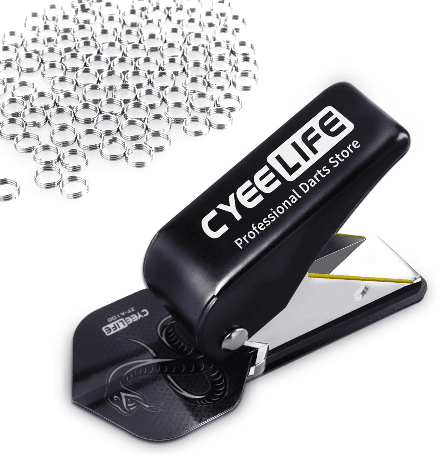 Premium Dart Flight Hole Punch with 100 Metal O-Rings