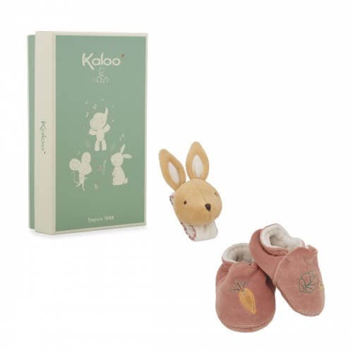 Kaloo Rabbit Slippers and Sound Bracelet Gift Set for Newborn Babies view 2
