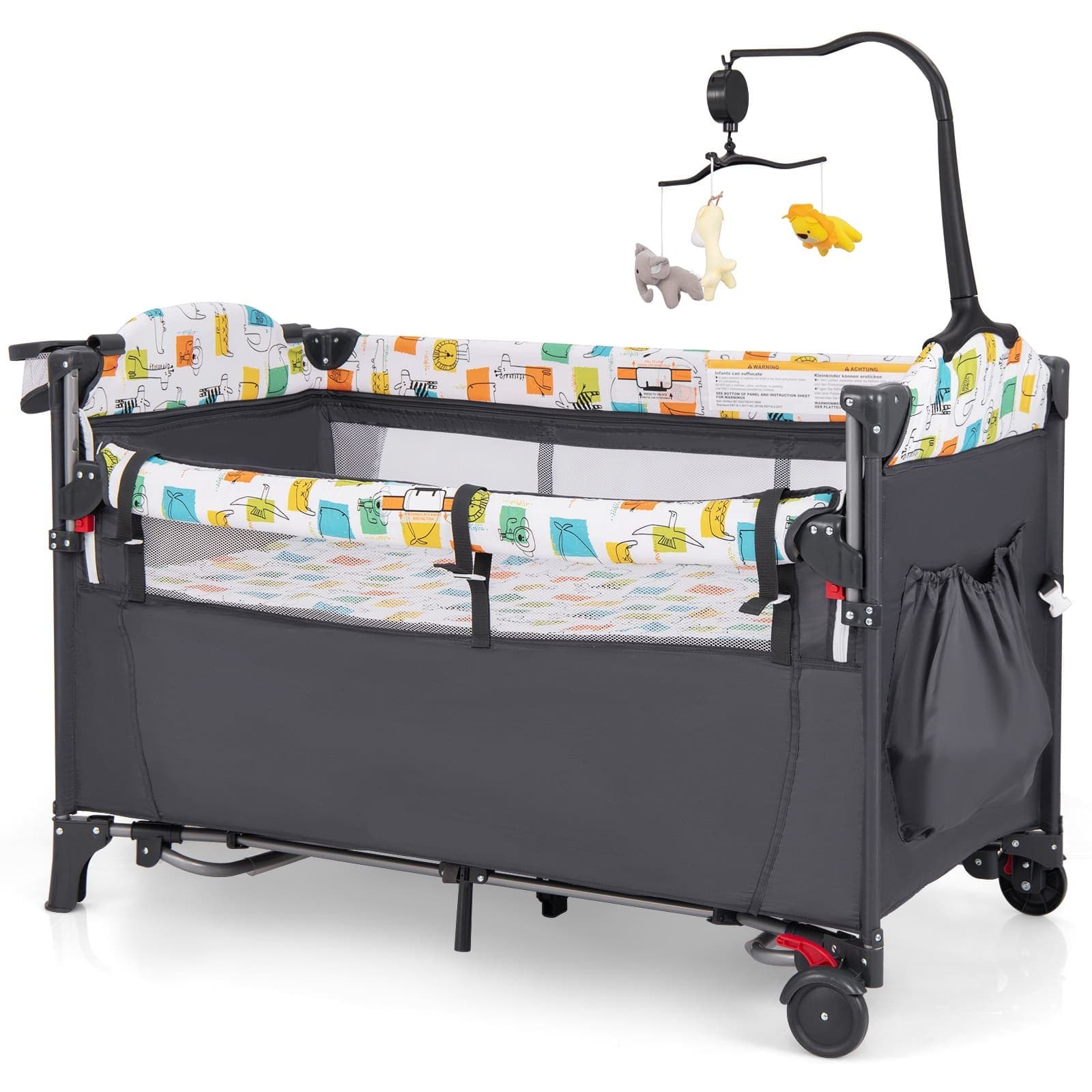 Chic 5-in-1 Baby Bassinet Bedside Sleeper Portable Pack and Play Grey