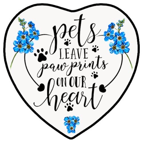 Pet Dog Cat Heart shaped RIP Pawprints Gift - Flexible Fridge Magnet 4\" x 4\"