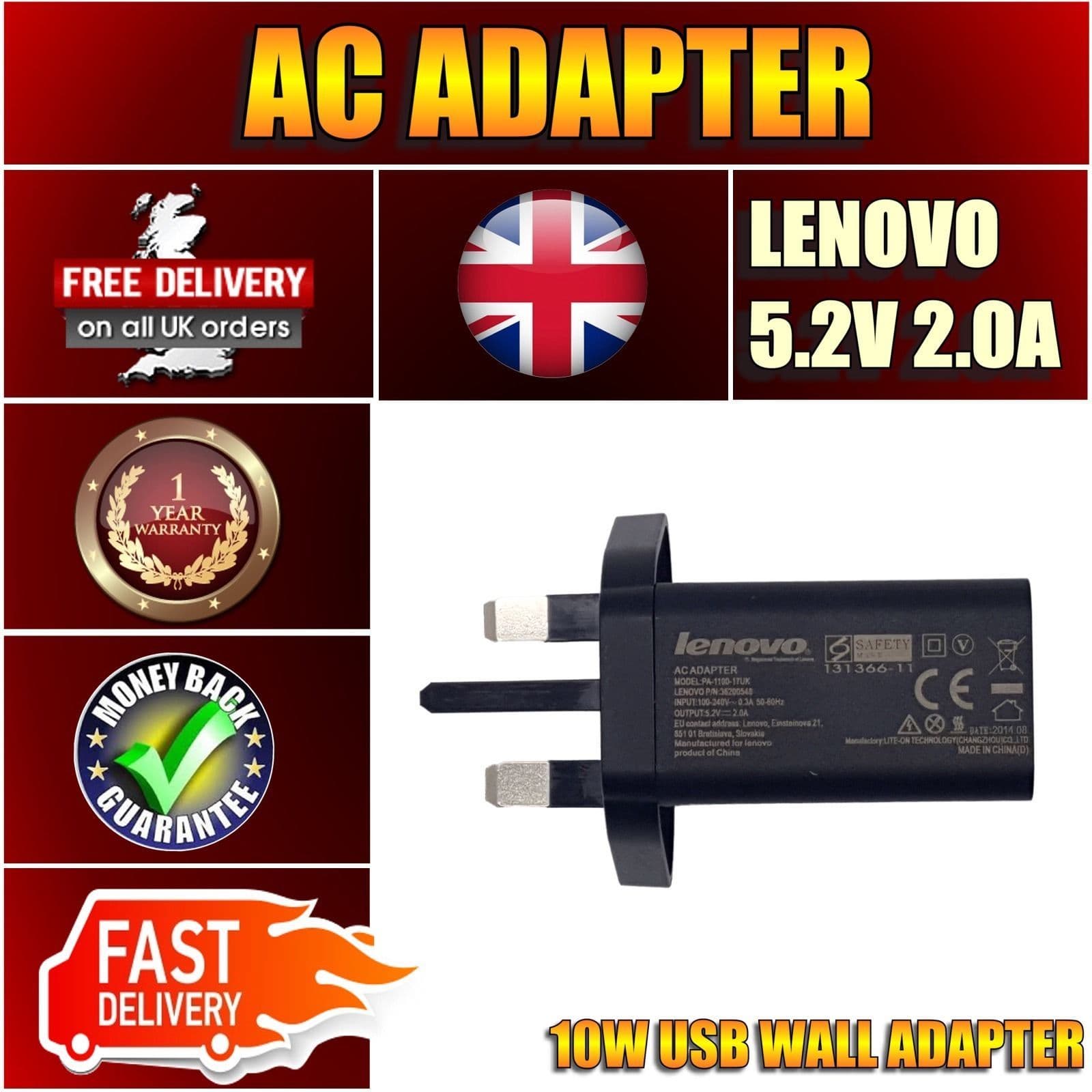 Replacement for Dell Venue 8 (3840) Tablet 5.2V 2A USB DC Charger Adapter