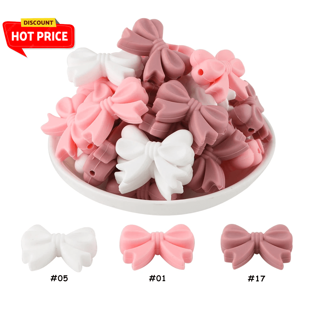 Crown Bowknot Silicone Beads DIY Jewelry Making Necklace Keychain Set UK