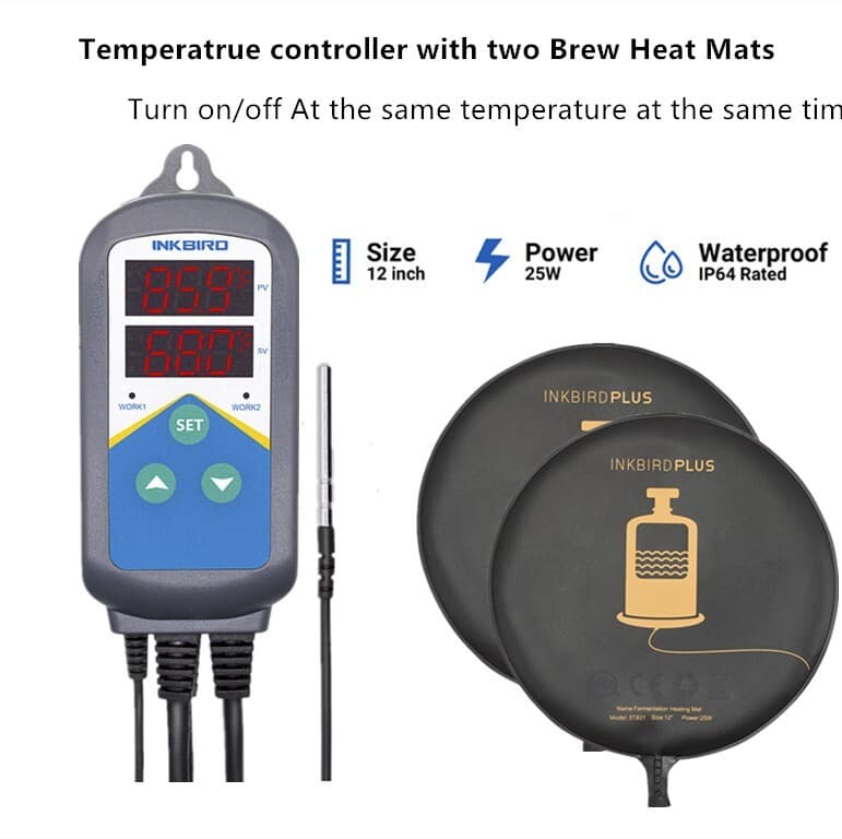Inkbird Temp controller Thermostat CF + 25W Brew Heat Mat Home brew Wine Make UK