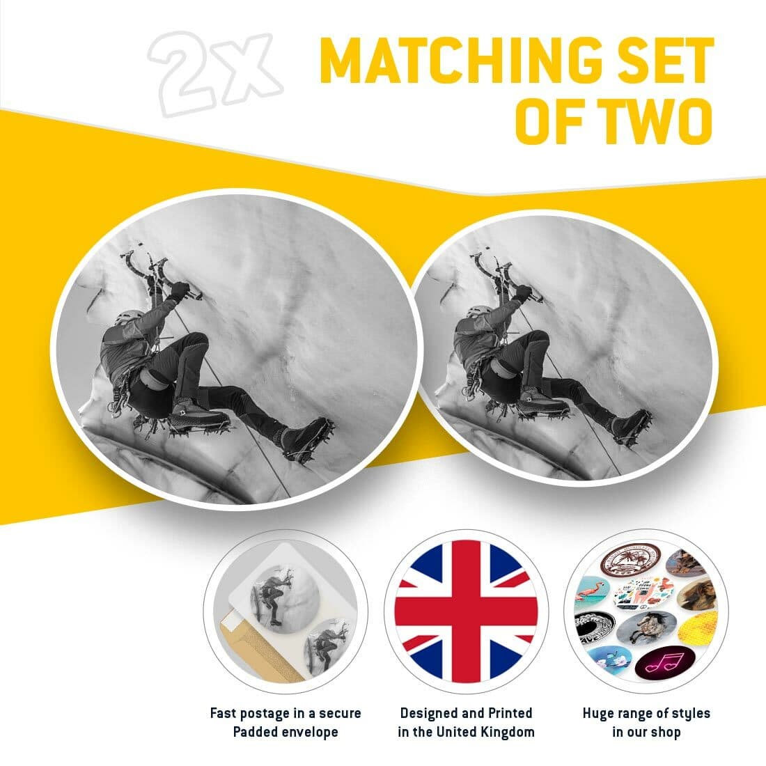 2 x Vinyl Stickers 20cm (bw) - Climbing Mountaineering Ice Climb  #37468 view 2