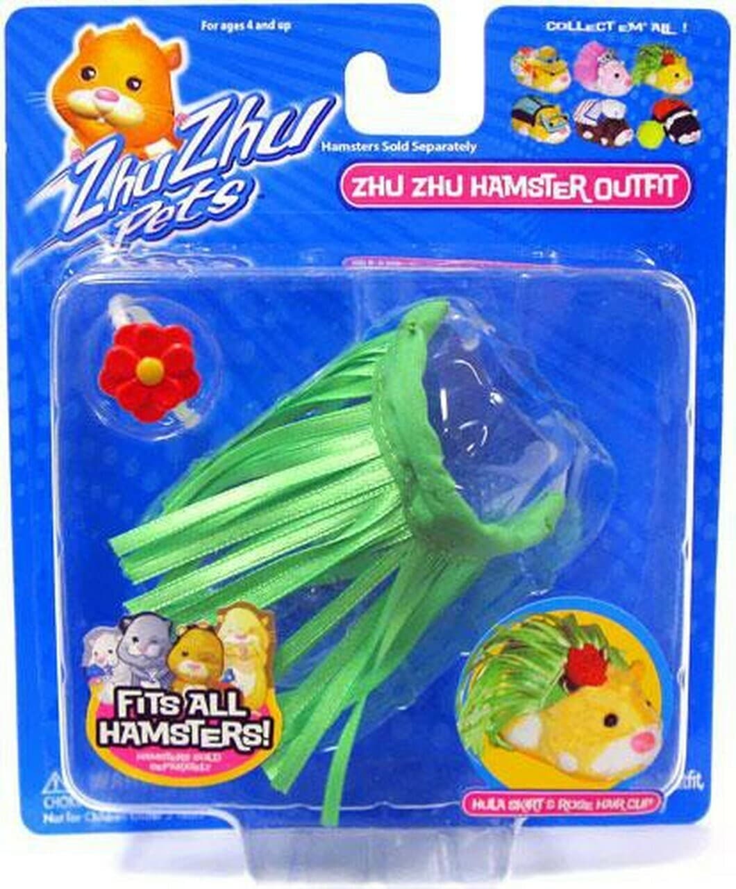 Zhu Zhu Pets Hamster Hula Skirt and Rose Hair Clip Outfit