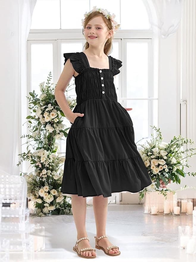 Sukienka Letnia Dziewczęca Elegancka z Bufiastymi Rękawami 11-12 lat 160 cm view 2