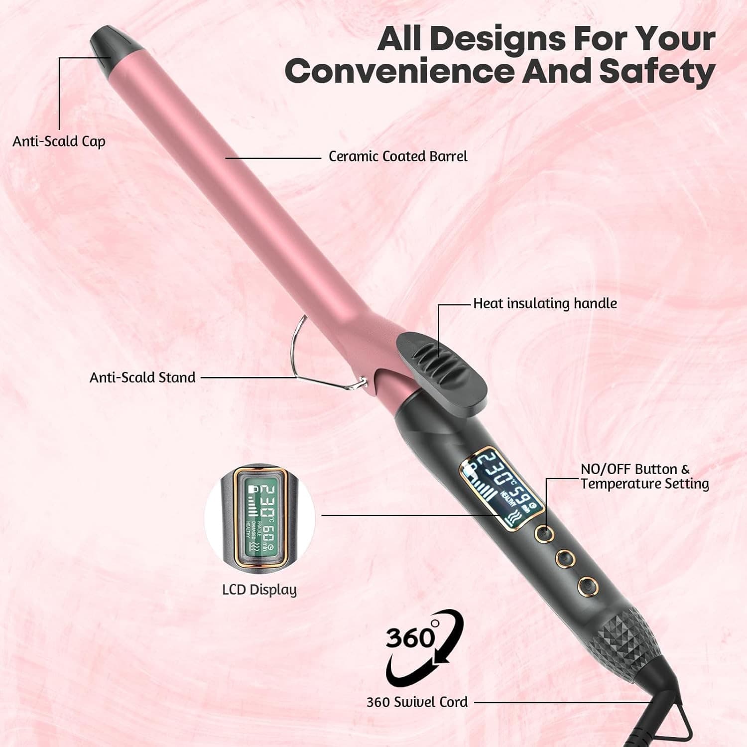 Curling Tongs| 32mm Hair Curling Wand with Ceramic Coating for Long Short Thick view 2
