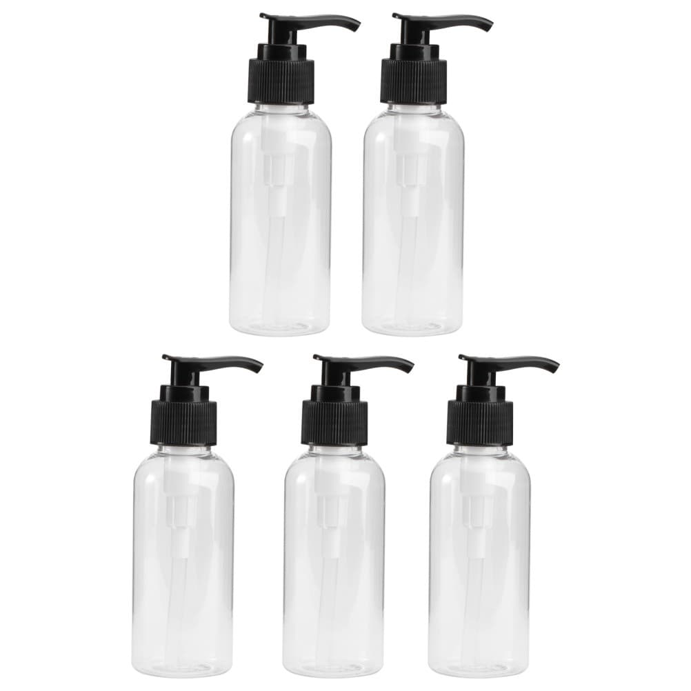 5Pcs Shower Gel Press Pump Bottle Empty Subpackaging Bottle Black (100ml)