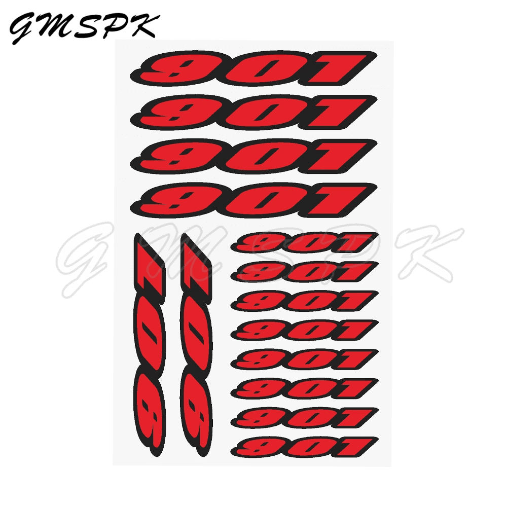 Number 901 Motorcycle Decorative Stickers Motorbike Front Cowl Fuel Tank Waterpr