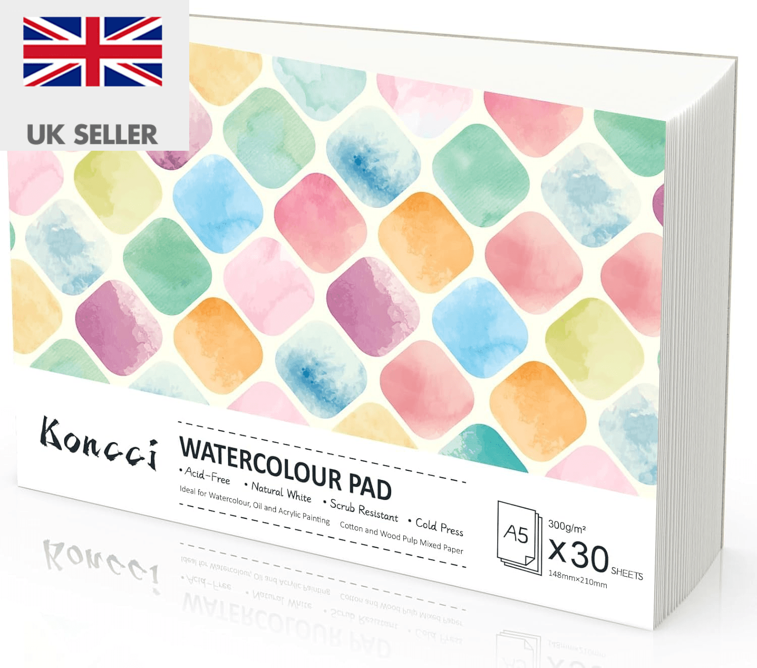 Watercolour Paper Pad A5| 30 Sheets Watercolour Sketchbook 300GSM| Cotton Blend,