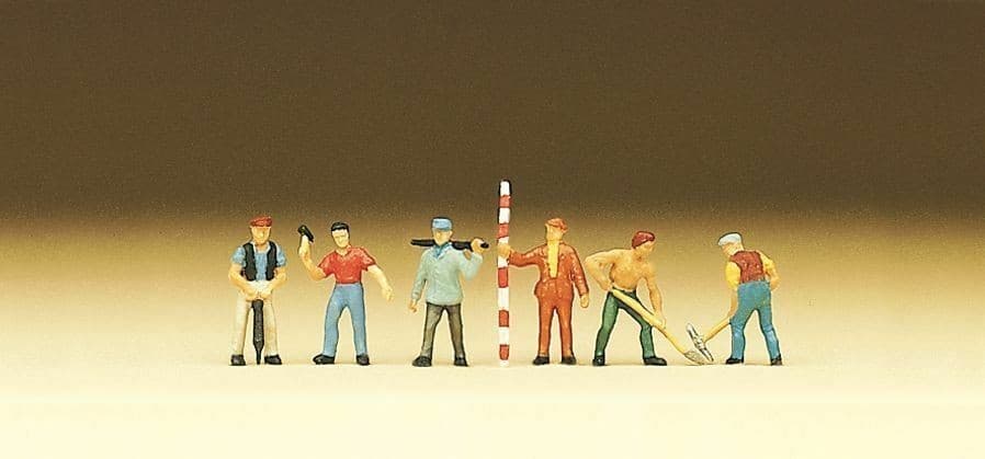 N scale Road Workers (6) with Tools Figure Set Preiser 79030